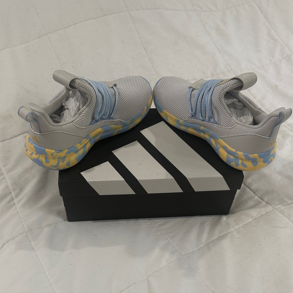 Adidas Lite Racer Adapt Sneakers - Kids Sz 2 in Gray and Blue